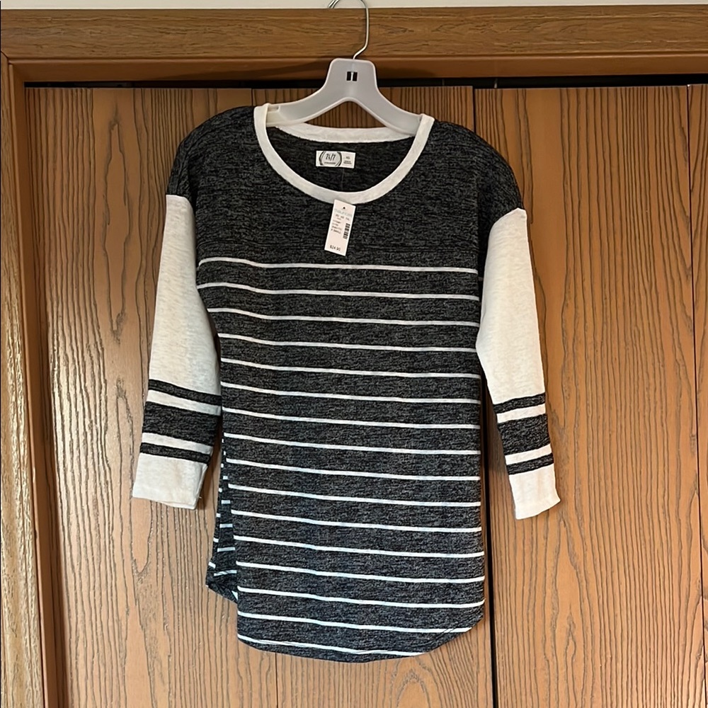 Black and White Striped Long Sleeve Top
